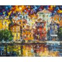 Gallery value USD16800 RED HOUSE BY THE SHORE - PALETTE KNIFE Oil Painting On Canvas By Leonid Afremov